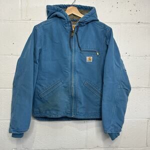 Y2K Carhartt Sherpa-Lined Hooded Detroit Jacket “Blue Topaz”